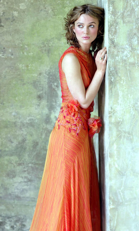 Keira Knightly - bright orange print dress