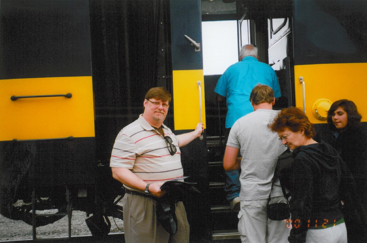 Roland getting on the Alaska railroad