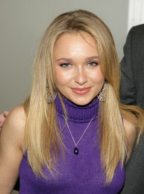 Hayden Panettiere - purple sleeveless knit top